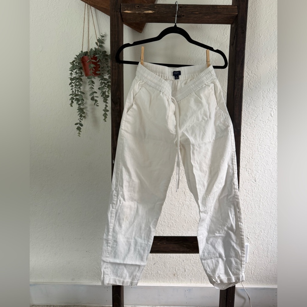 J. Crew White Linen-Blend Drawstring Joggers
